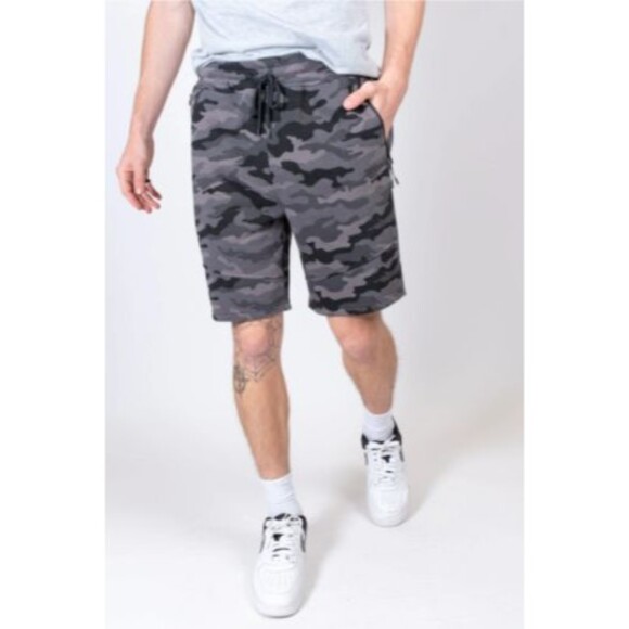 Brooklyn Cloth men Fleece Knit Short sz Small Gray Camouflage Camo 7.5 in inseam - Picture 1 of 9